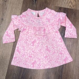 NWT First Impressions Pink Whimsical Long Sleeve Soft Dress 0-3m